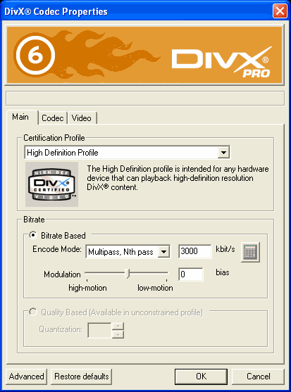 Кодеки: DivX v.6.2.5