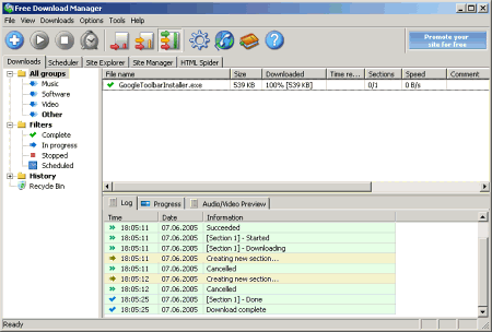 Менеджеры закачек: Free Download Manager v.2.1 Build 483