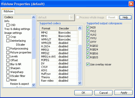 Кодеки: ffdshow Build 2006-08-21