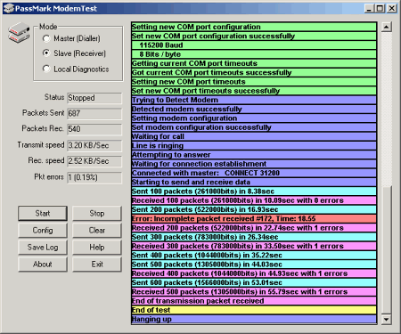 Тестовые приложения: PassMark ModemTest v.1.3 Build 1011