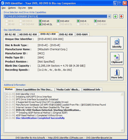 Диагностика: DVD Identifier v.5.0.0