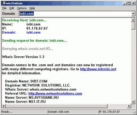 Интернет и сети: Win32Whois v.0.9.12