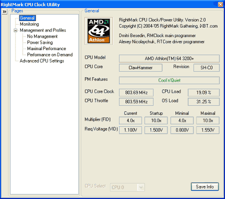 RightMark: CPU Clock Utility v.2.20