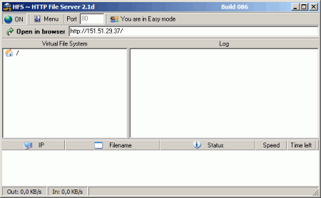 Интернет и сети: HTTP File Server (HFS) v.2.1d Build 086