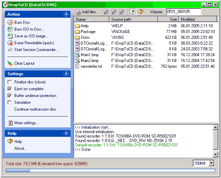 Запись: DropToCD (DataCD/DVD) v.3.5