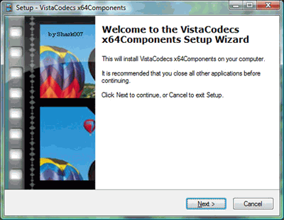 Кодеки: VistaCodecs x64Components v.1.1.1