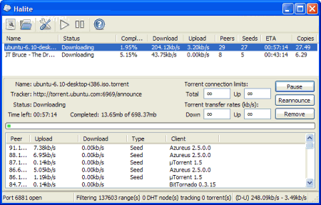 Файловые обменники: Halite BitTorrent Client v.0.2.9 Beta (Revision 145)