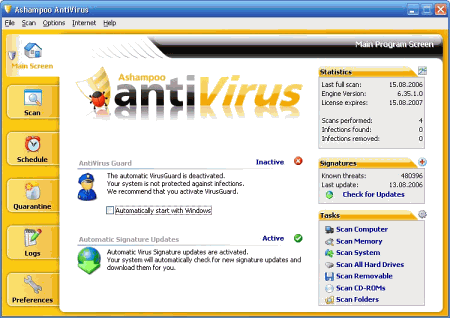 Антивирусы: Ashampoo AntiVirus v.1.40