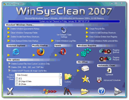 Чистильщики: WinSysClean 2007 v.7.01