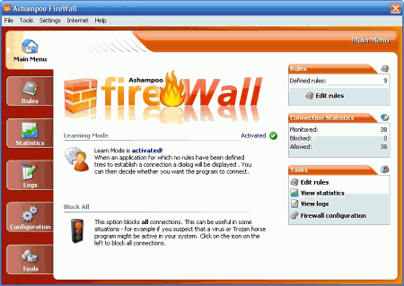 Безопасность: Ashampoo Firewall Free v.1.20