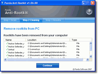 Антивирусы: Panda AntiRootkit v.1.06