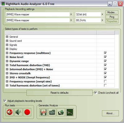 RightMark Audio Analyzer версии 6.0