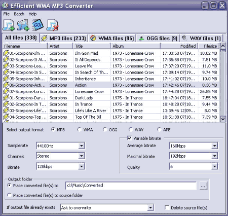 Конвертеры: Efficient WMA MP3 Converter v.0.96