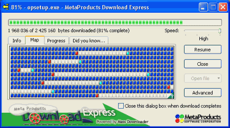 Диспетчеры закачек: MetaProducts Download Express v.1.9.341