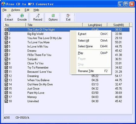 Конвертеры: Free CD to MP3 Converter v.2.1