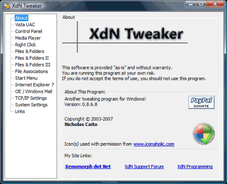 Настройщики: XdN Tweaker v.0.8.7.1