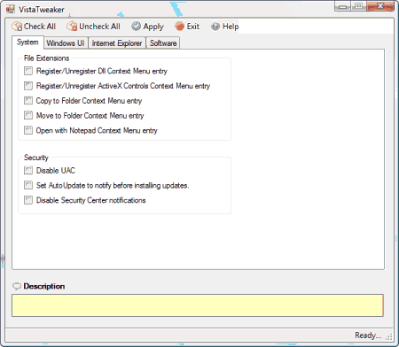 Настройщики: VistaTweaker v.0.3 Beta