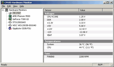 Диагностика: HWMonitor v.1.0.5.8