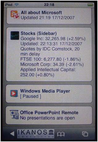 iPhone в качестве дисплея для Windows SideShow