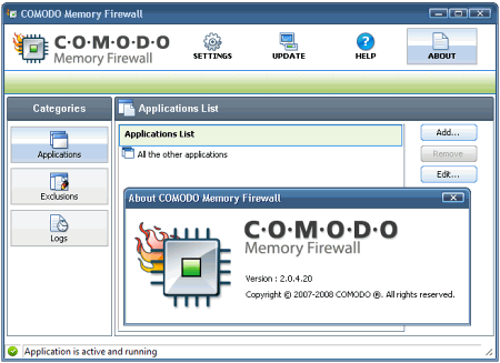 Безопасность: COMODO Memory Firewall v.2.0.4.20