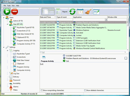 Утилиты: KGB Key Logger v.4.52.822
