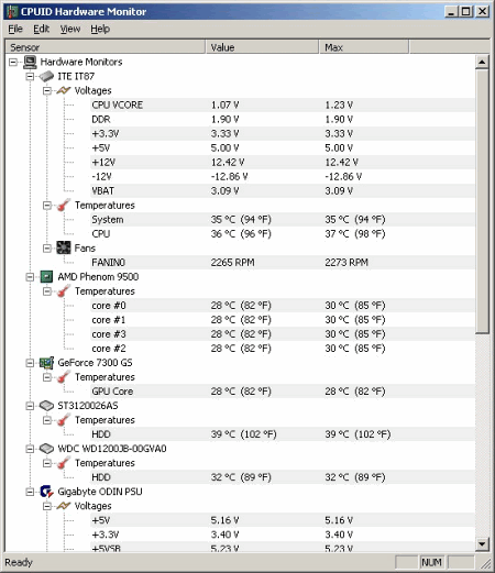 Диагностика: HWMonitor v.1.0.7