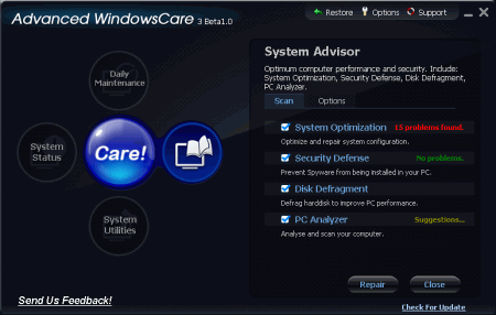 Утилиты: Advanced WindowsCare 3 Beta 1