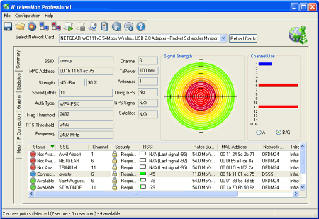 Мониторинг: PassMark WirelessMon v.3. Build 1000