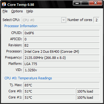 Диагностика: CoreTemp v.0.99 Beta