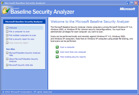 Microsoft: Baseline Security Analyzer v.2.1