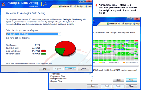 Дефрагментаторы: Auslogics Disk Defrag v.1.4.15.305