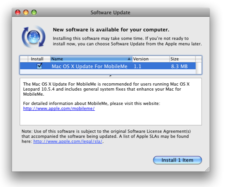 Apple выпустила апдейт Mac OS X для работы с MobileMe