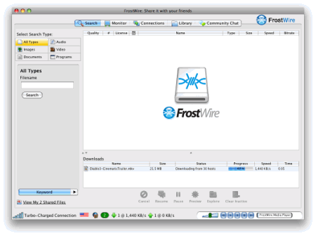 Файловые обменники: FrostWire v.4.17.0