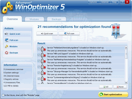 Настройщики: Ashampoo WinOptimizer Platinum Suite 5 v.5.09