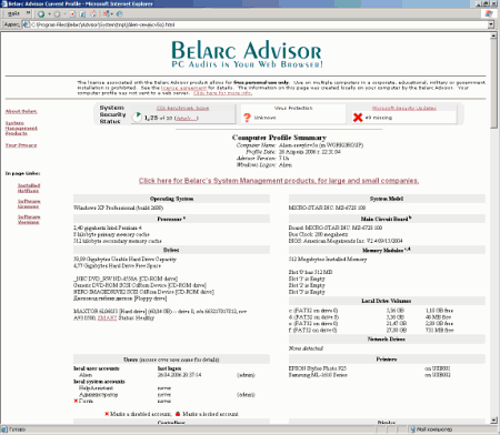 Диагностика: Belarc Advisor v.7.2.24.10