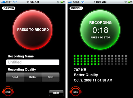 Griffin iTalk — программный комплект для записи звука с помощью iPhone