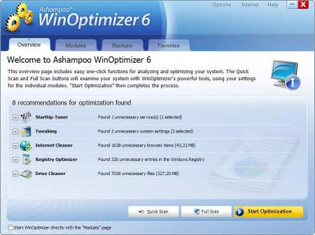 Настройщики: Ashampoo WinOptimizer Platinum Suite 6 v.6.0