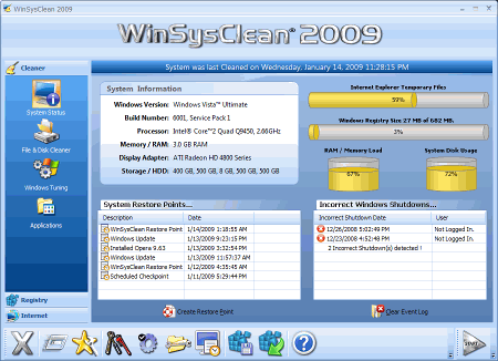 Чистильщики: WinSysClean 2009 v.9.05