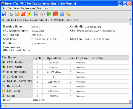 Тестовые приложения: PassMark BurnInTest v.6.0