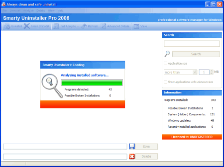 Чистильщики: Smarty Uninstaller Pro 2009 v.2.4.0