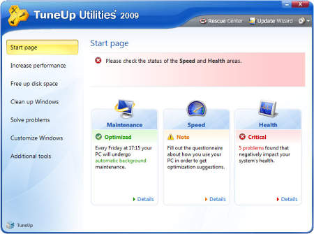 Настройщики: TuneUp Utilities 2009 v.8.0.3100.31