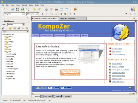 Редакторы: KompoZer v.0.8a4