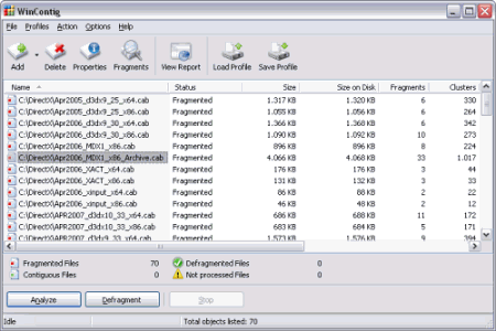 Дефрагментаторы: WinContig v.0.90