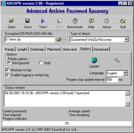 Advanced ACE Password Recovery 1.01